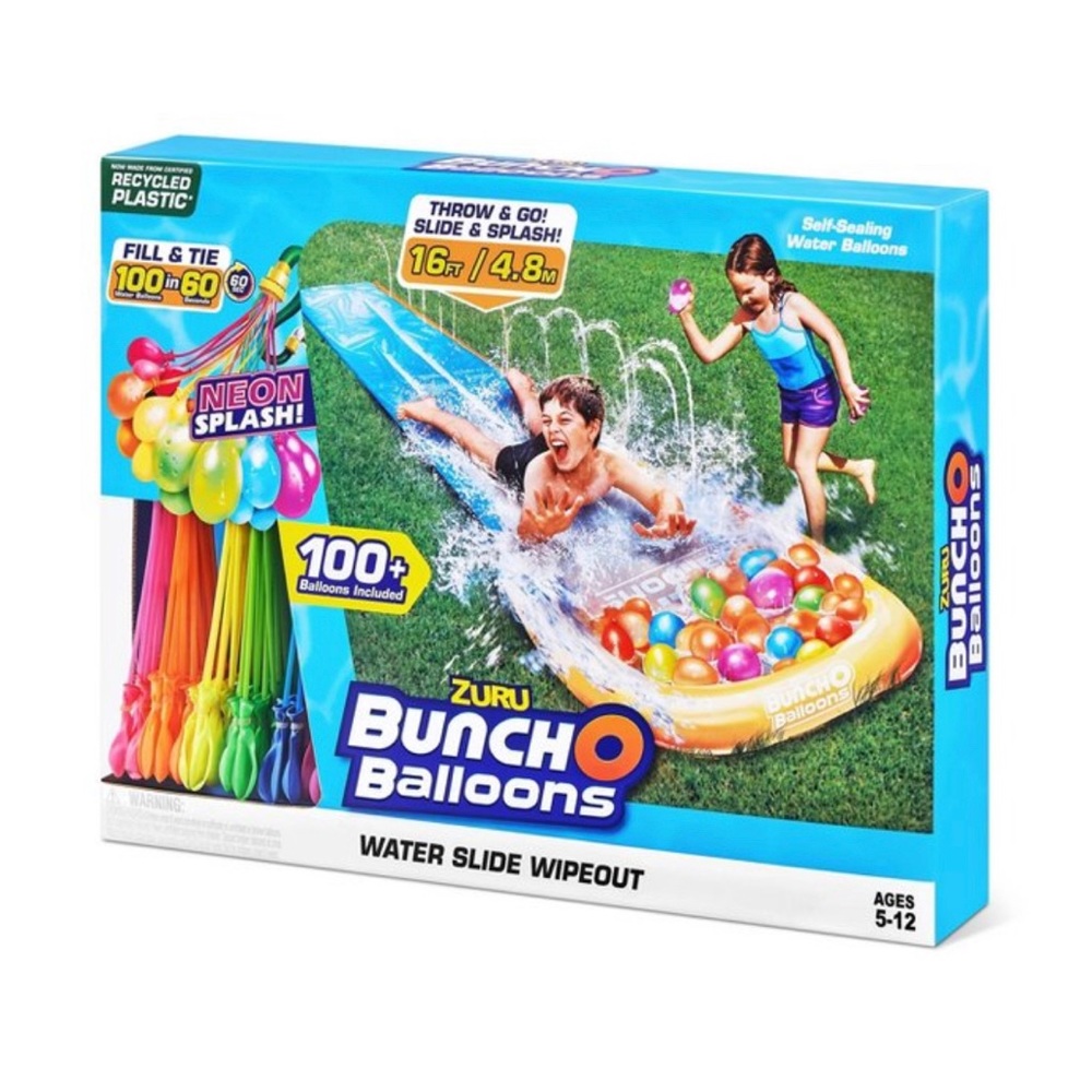 Bunch O Balloons Water Slide Wipeout 1
Lane with 100pc Neon Water Balloons
ZURU